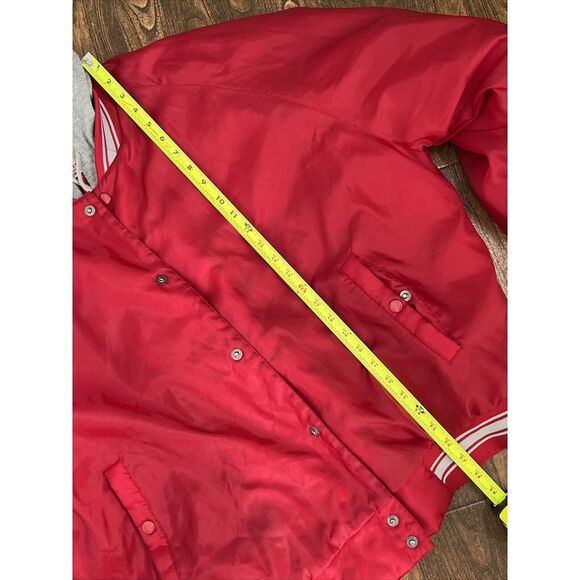 VTG DUNLOP RED QUILTED BOMBER JACKET GRAY FLEECE TRIM HOODED FULL ZIP XXL WARM - Picture 14 of 15